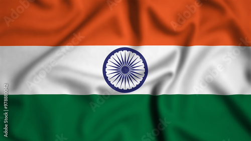 India flag waving in the wind background illustration, silk photo