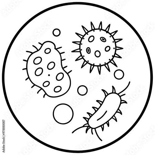 microbes outline coloring book page line art drawing