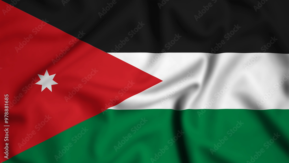 Jordan flag waving in the wind background illustration, silk Jordan flag waving in the wind background illustration, silk
