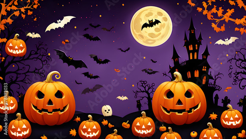 Cute Halloween background, unique Halloween wallpaper, Halloween day concept illustration, ai generated