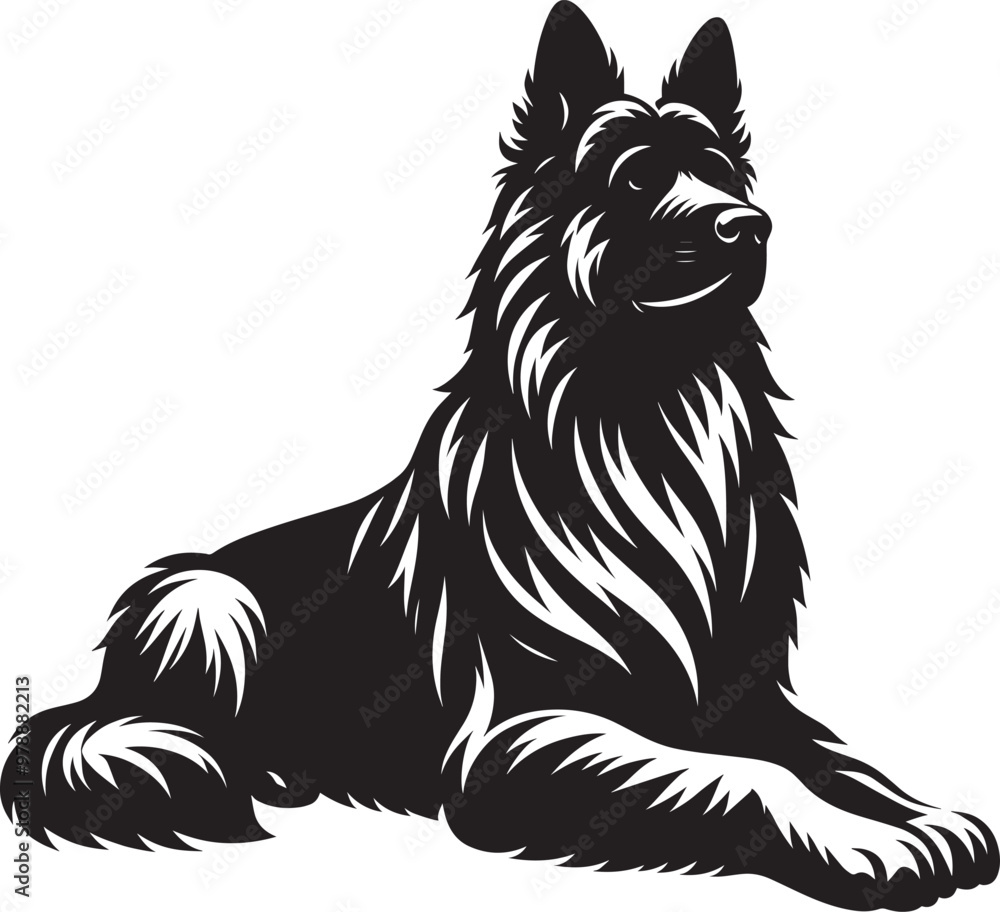 Fototapeta premium Cool Dog Silhouette isolated on a white background Minimalist dog vector shape