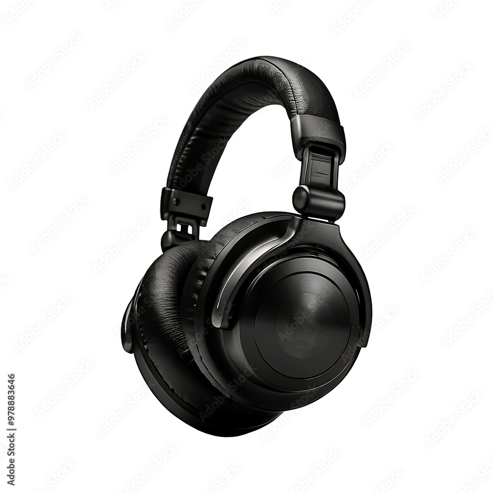 Black headphones isolated on transparent background Black headphones isolated on transparent background