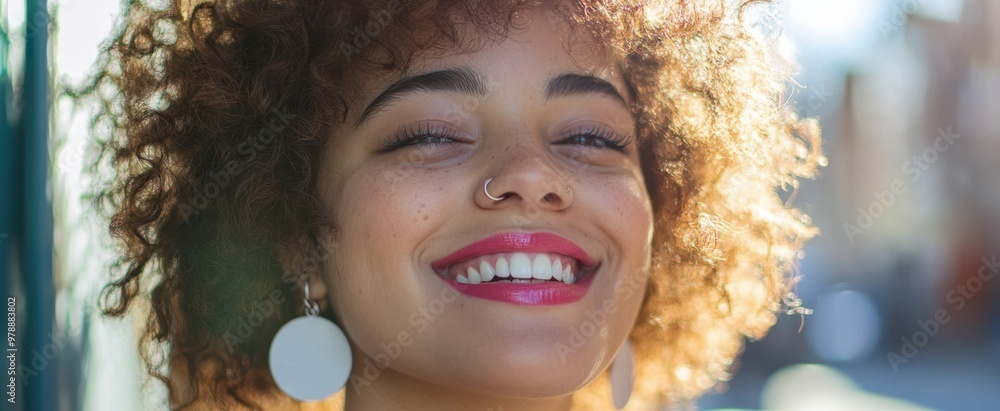 The Joyful Woman Smiling Brightly The Joyful Woman Smiling Brightly