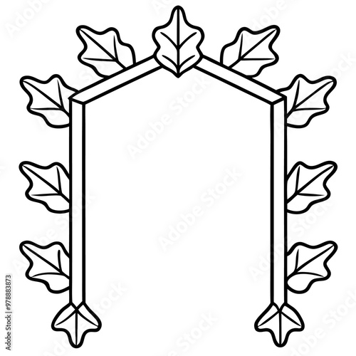 oak frame outline coloring book page line art drawing