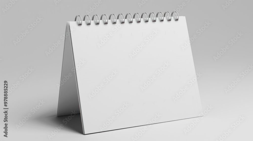 Blank white desktop calendar standing on a grey background. Minimalistic mockup photography for design and print. Blank white desktop calendar standing on a grey background. Minimalistic mockup photography for design and print.
