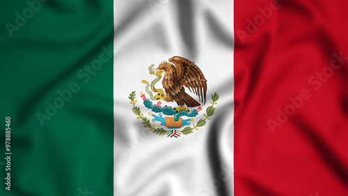 Mexico flag waving in the wind background illustration, silk