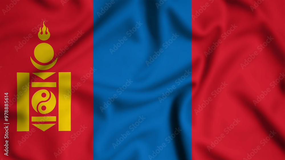 Naklejka premium Mongolia flag waving in the wind background illustration, silk