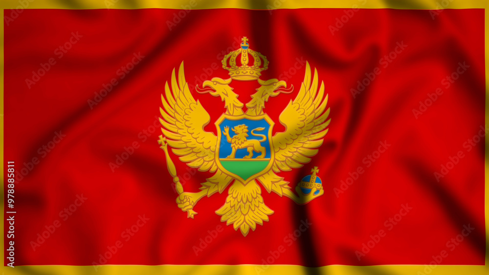 Montenegro flag waving in the wind background illustration, silk Montenegro flag waving in the wind background illustration, silk