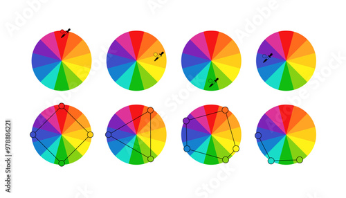 Color wheel set icons. Flat style. Vector icons.