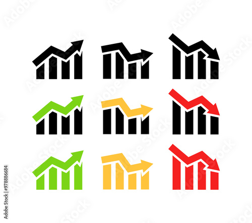 Trading set icons. Silhouette and flat style. Vector icons.