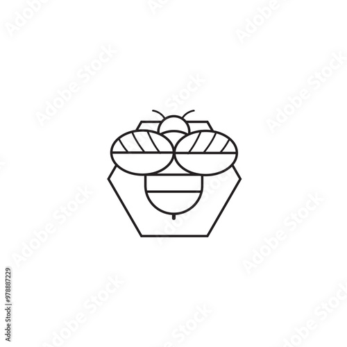 Bee icon vector honey logo illustration. Simple bee icon outline art bumble.