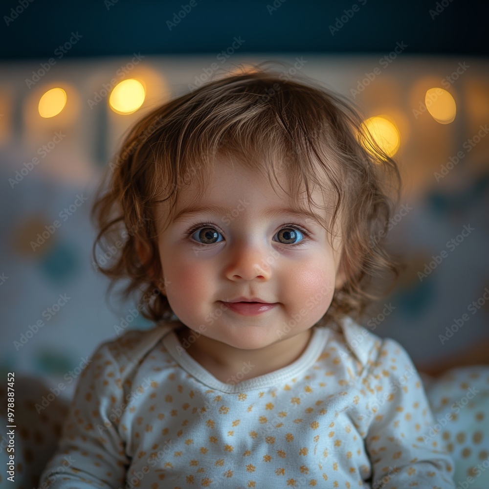 Cute Baby Girl Portrait with Bokeh Lights Cute Baby Girl Portrait with Bokeh Lights