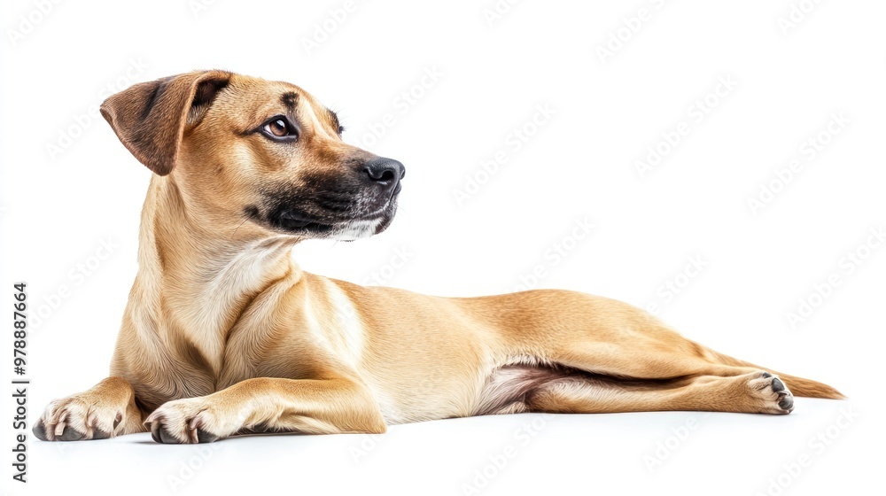 Portrait of a Curious Brown Dog Lying Down Portrait of a Curious Brown Dog Lying Down