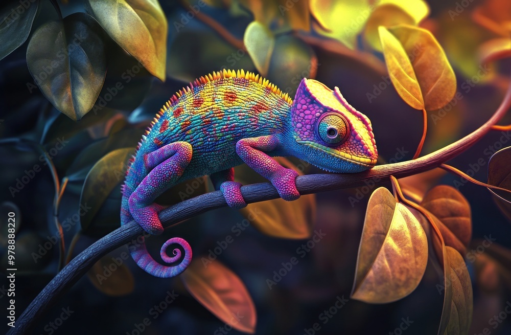 Obraz premium chameleon on a tree branch
