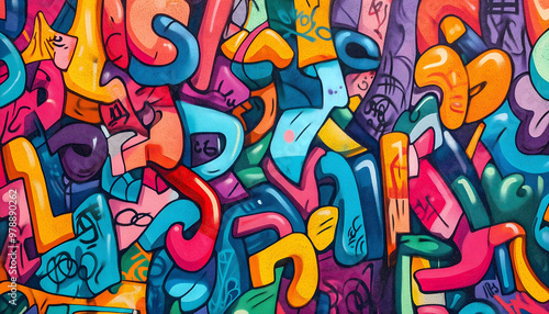 Wallpaper Mural A colorful illustration of a wall of graffiti Torontodigital.ca