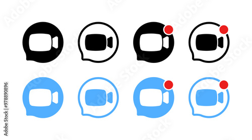 Video sign set icons. Flat and silhouette style. Vector icons.