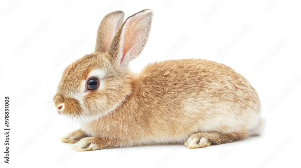 Obraz premium Adorable Brown Bunny Rabbit Posing Against a White Background