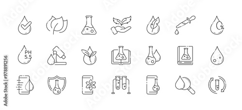 Chemistry collection icons. Linear style. Vector icons.
