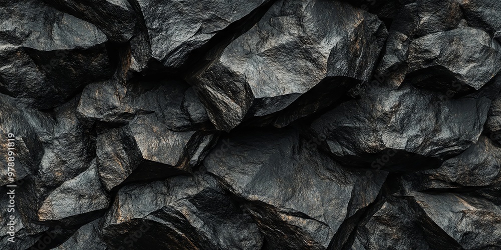 Abstract Close-up of Dark Rocky Surface with Rough Texture and Shadows Abstract Close-up of Dark Rocky Surface with Rough Texture and Shadows