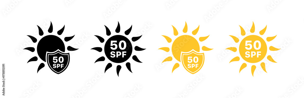 Sun protection set icons. Flat and silhouette style. Vector icons. Sun protection set icons. Flat and silhouette style. Vector icons.