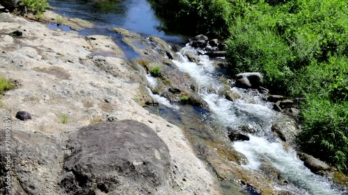 Yamagata City, Yamagata Prefecture Japan, August 13, 2023. Tachiya River flows near Yamadera (Risshakuji Temple). photo