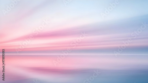 Abstract Blurred Pink and Blue Sky Reflected in Water with Calm Surface