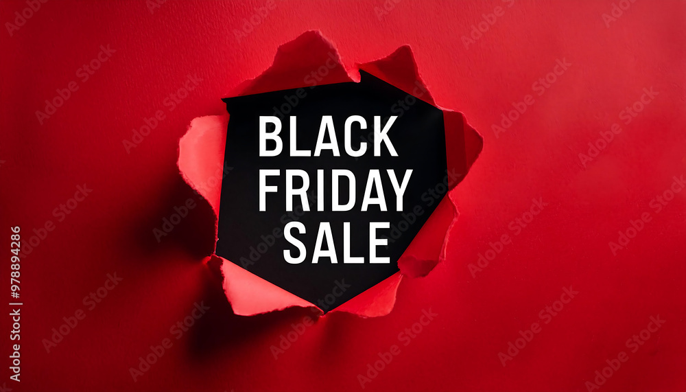  Hole in red paper with Black Friday sale text, offering copy space for sale announcemen_1(382)