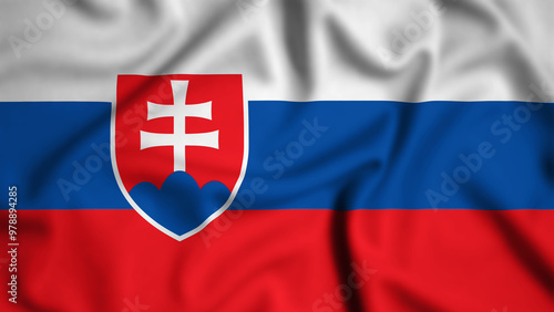 Foto Slovakia flag waving in the wind background illustration, silk