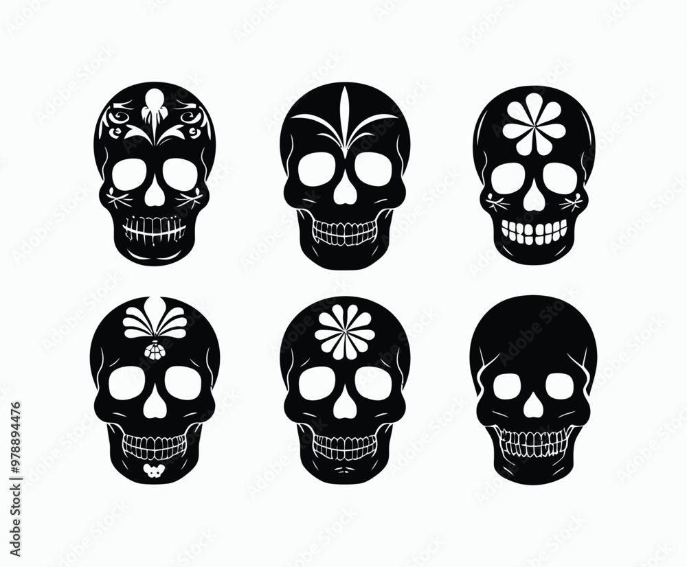 Skull EPS vector art silhouette illustration template on a white background Skull EPS vector art silhouette illustration template on a white background
