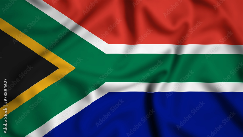 South Africa flag waving in the wind background illustration, silk South Africa flag waving in the wind background illustration, silk