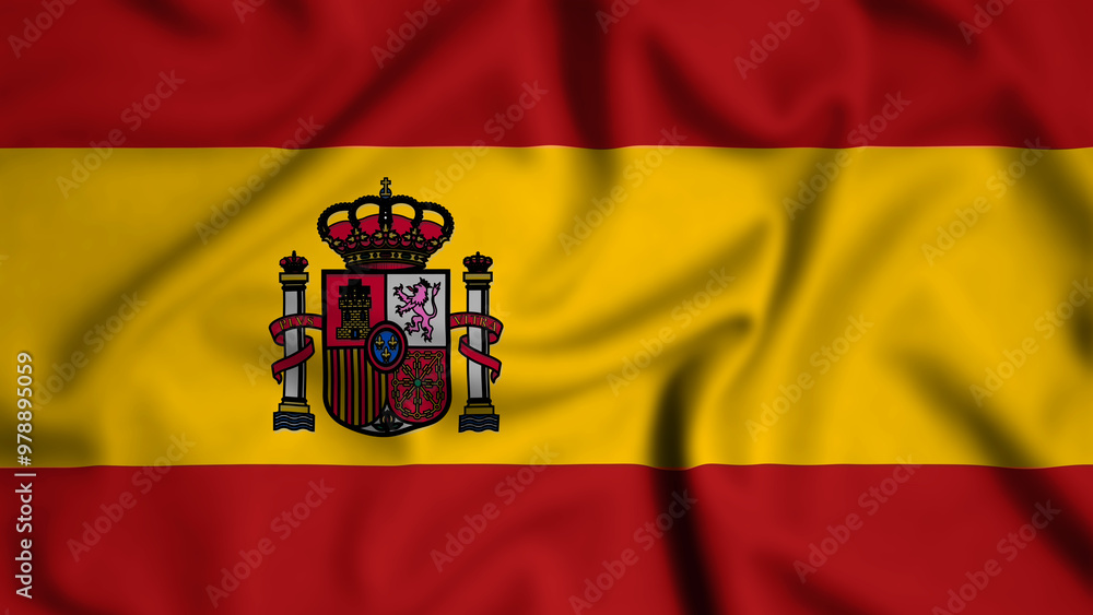 Spain flag waving in the wind background illustration, silk Spain flag waving in the wind background illustration, silk
