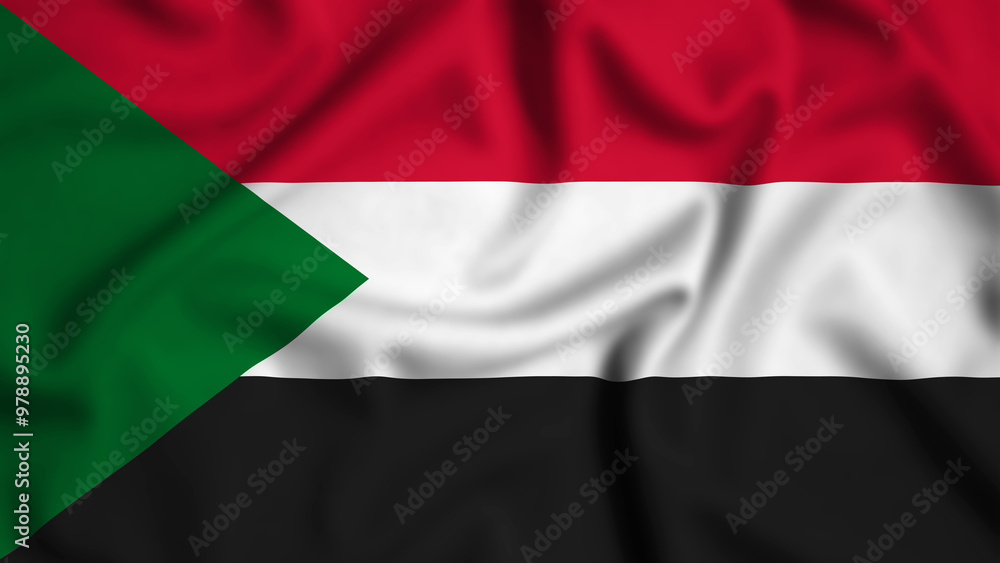Sudan flag waving in the wind background illustration, silk Sudan flag waving in the wind background illustration, silk