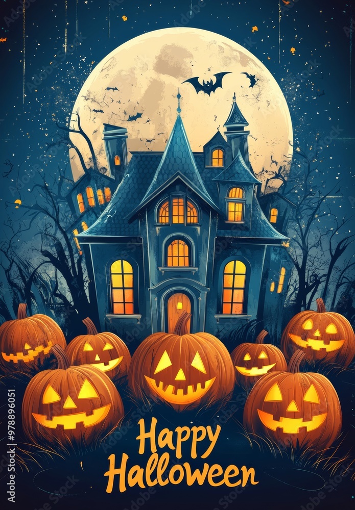 Halloween poster with a moon Halloween poster with a moon