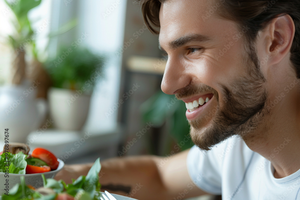 AI generated image of handsome nice man healthy lifestyle proper nutrition food concept AI generated image of handsome nice man healthy lifestyle proper nutrition food concept