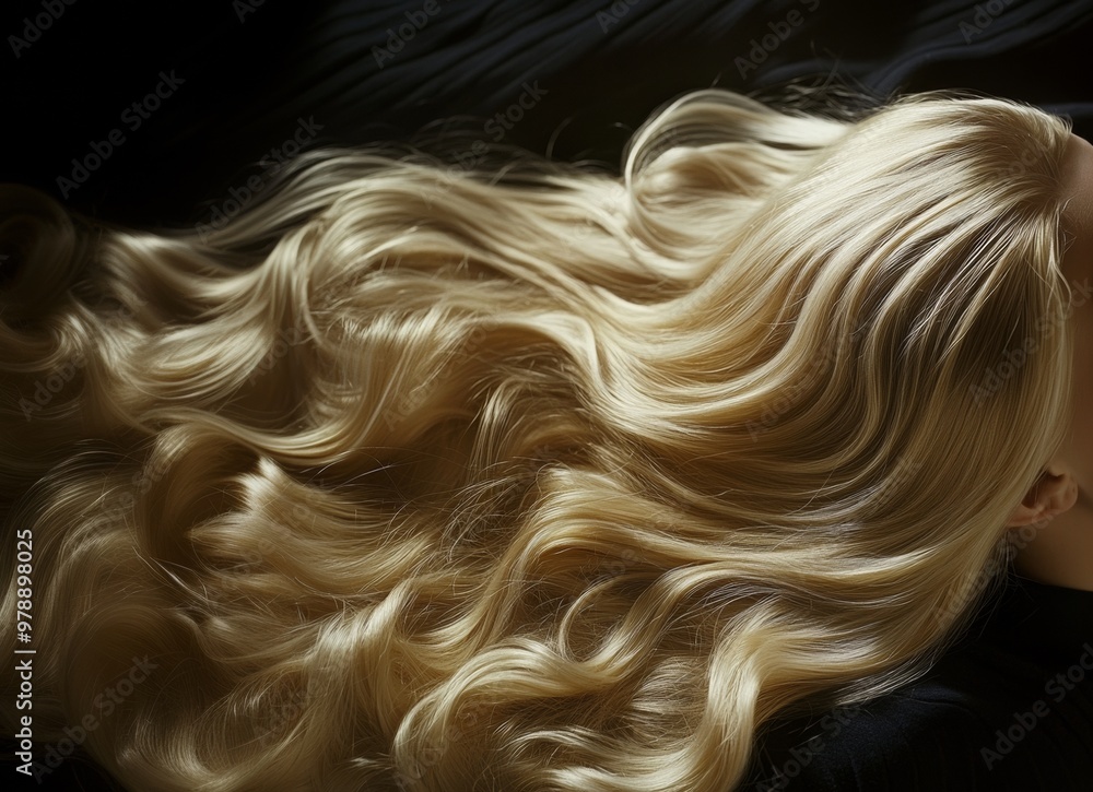 long blond wavy hair of a woman long blond wavy hair of a woman