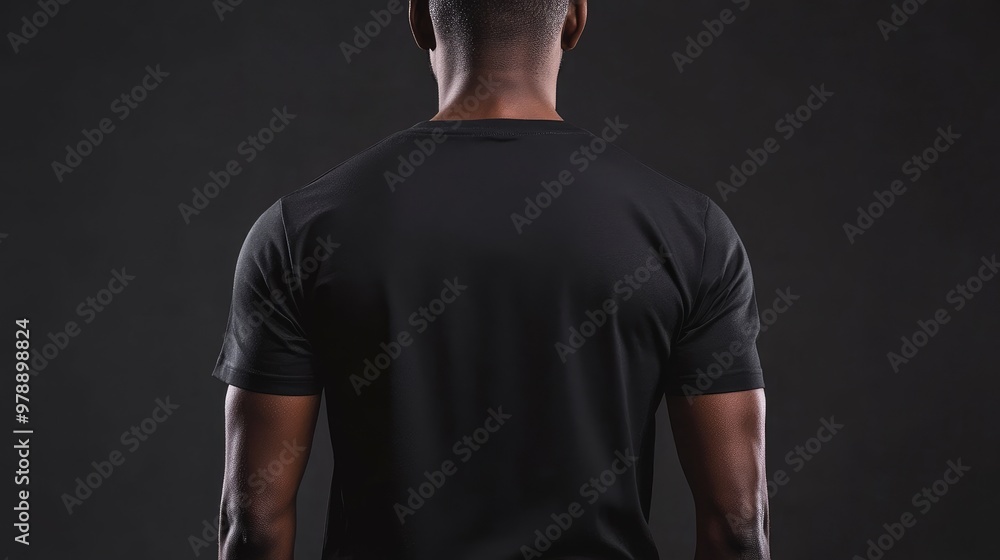 Back View of a Man Wearing a Black T-Shirt Back View of a Man Wearing a Black T-Shirt