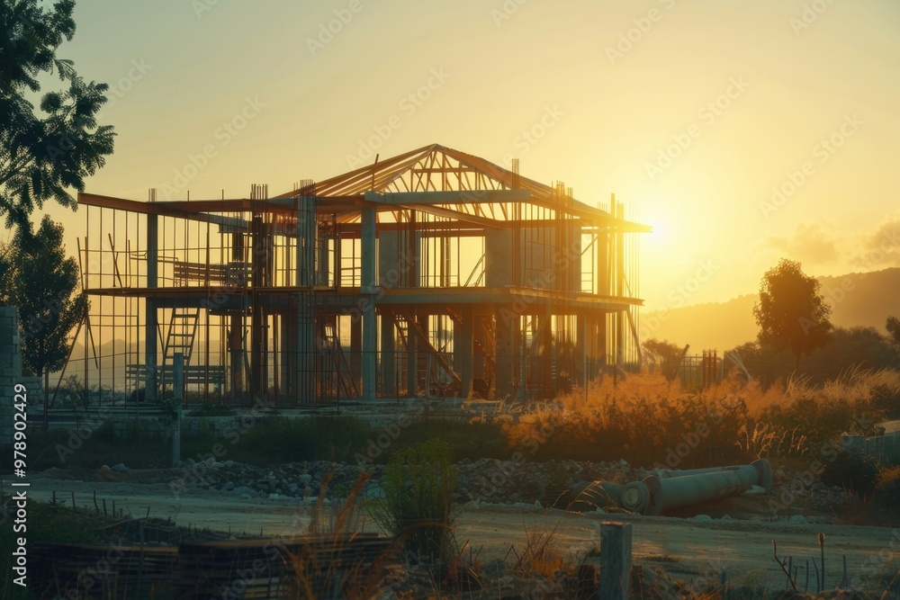 the process of building a house on the shore of a lake, sea, or ocean the process of building a house on the shore of a lake, sea, or ocean