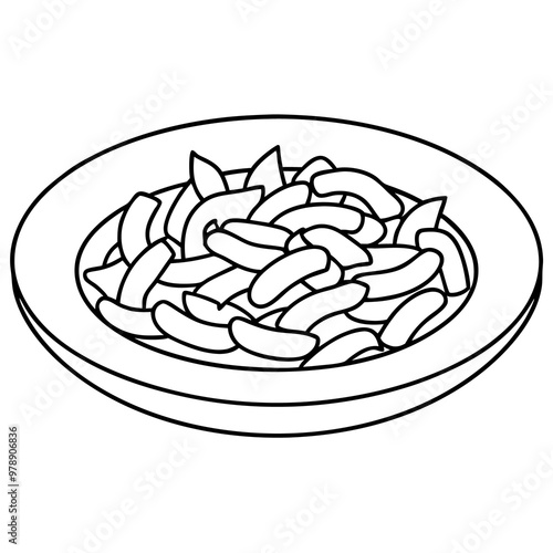 penne outline coloring book page line art drawing