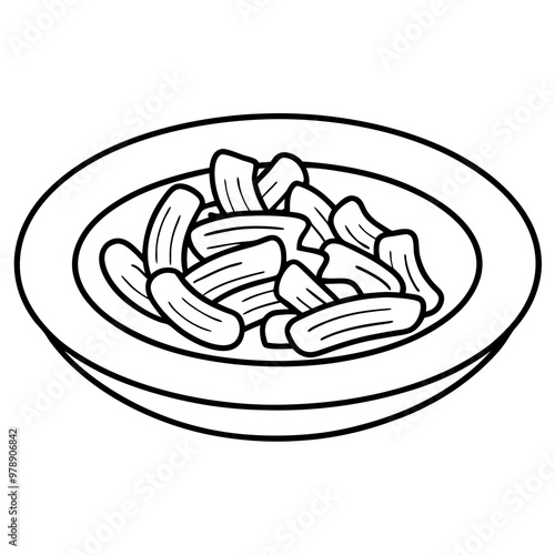 penne outline coloring book page line art drawing