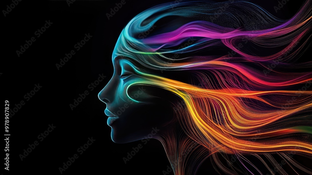 Abstract Profile with Multicolored Swirling Lines Abstract Profile with Multicolored Swirling Lines