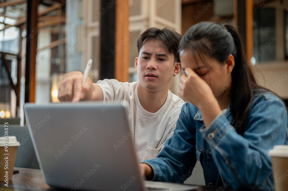 custom made wallpaper toronto digitalA stressed and dissatisfied Asian man is discussing issues with his female colleague.