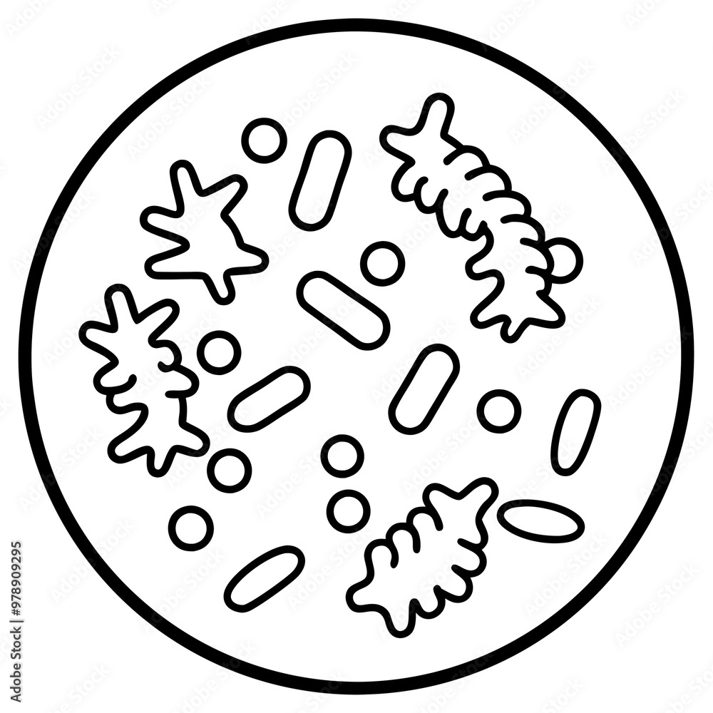 Fototapeta premium probiotics bacteria outline coloring book page line art drawing