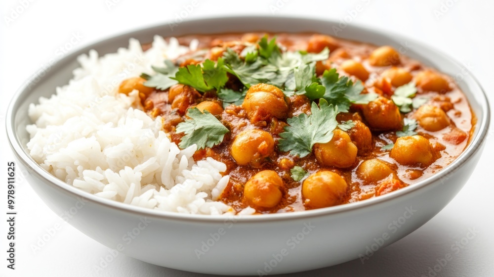 A bowl of chickpea curry with soft chickpea A bowl of chickpea curry with soft chickpea