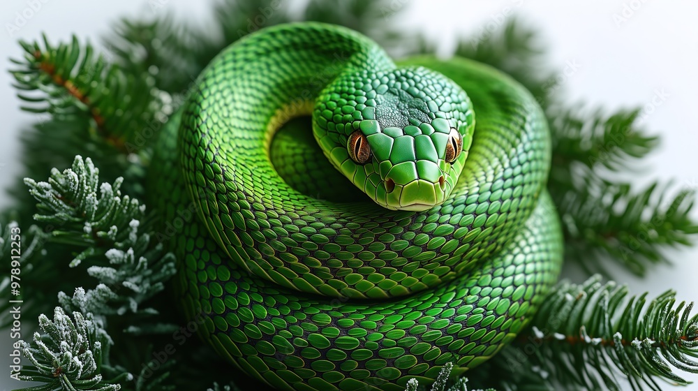 A Green Wooden Snake, holiday composition for happy and joy celebrate New Year, black bokeh background A Green Wooden Snake, holiday composition for happy and joy celebrate New Year, black bokeh background