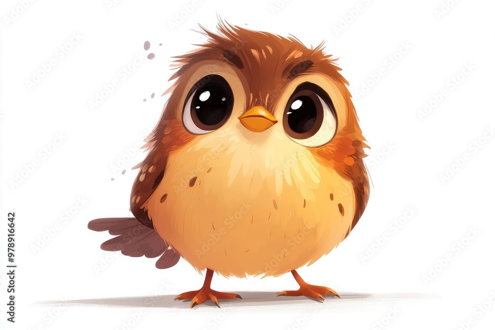 Adorable little bird standing and looking with big eyes Adorable little bird standing and looking with big eyes
