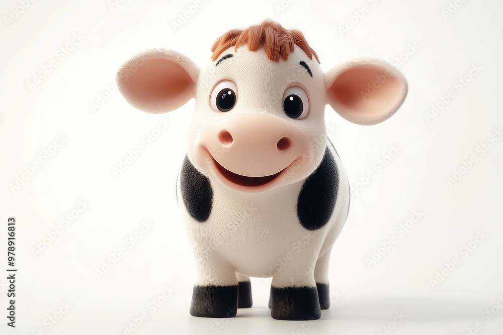 Cute cartoon cow smiling looking at camera 3d illustration Cute cartoon cow smiling looking at camera 3d illustration