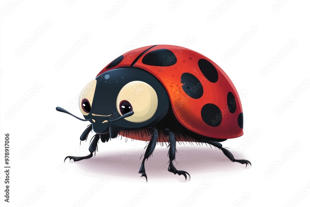 Cute ladybug walking on white background Cute ladybug walking on white background