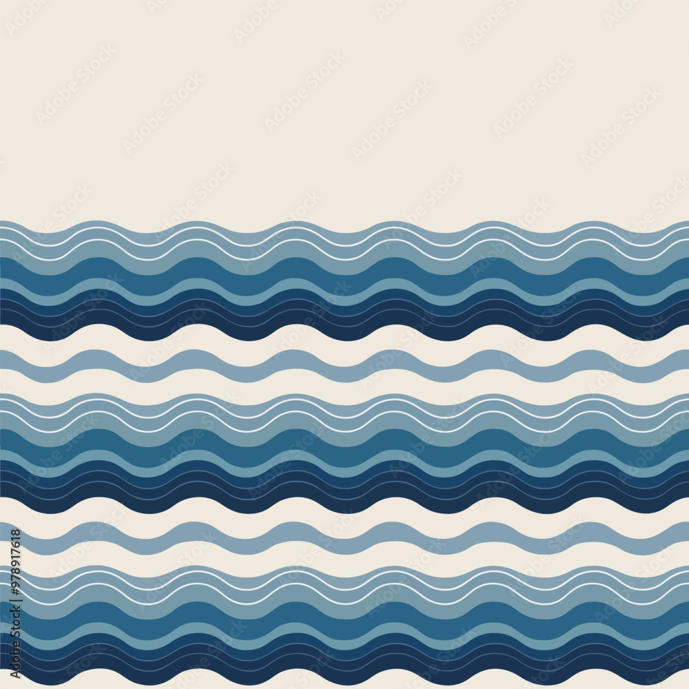 Vector illustration of A retro-inspired wave pattern Design with muted blues and whites. Vector illustration of A retro-inspired wave pattern Design with muted blues and whites.