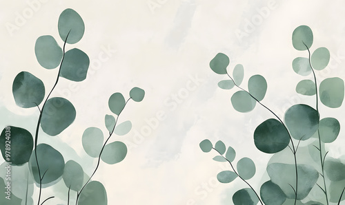 2D illustrator doodle-style floral and leaf graphics on a white background or wallpaper photo