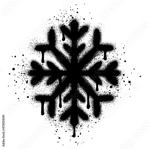 Snowflakes icon graffiti with black spray paint. vector illustration.